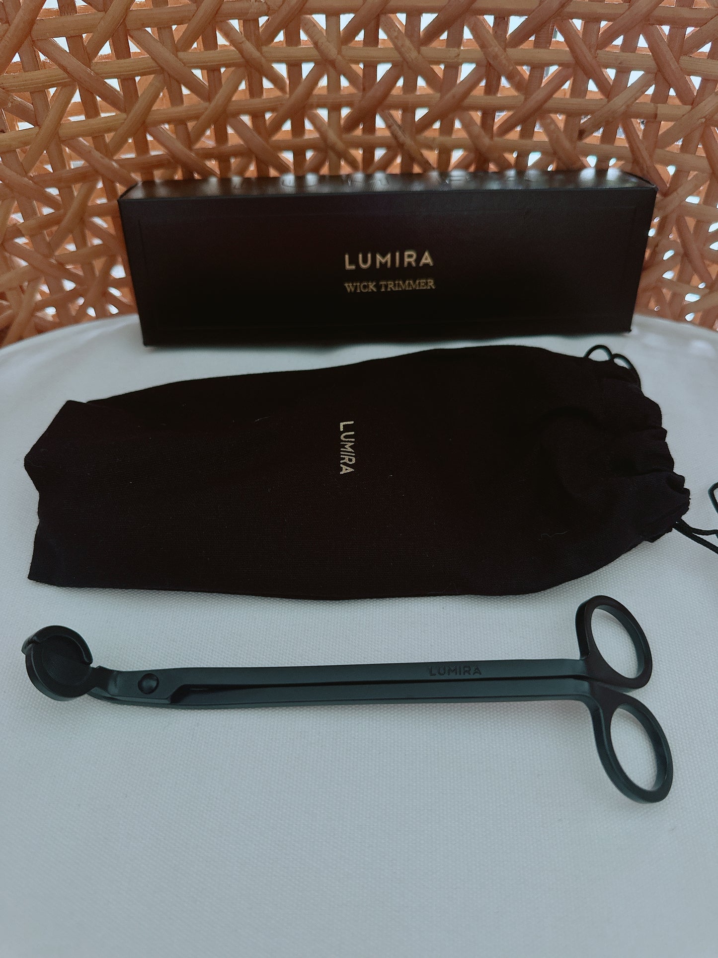 Lumira Elegant Stainless Steel Candle Wick Trimmer – Matte Black